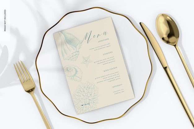 Menu di nozze con mockup di posate