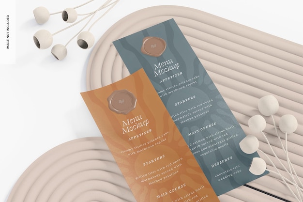 Menu di nozze con mockup di sigillo di cera