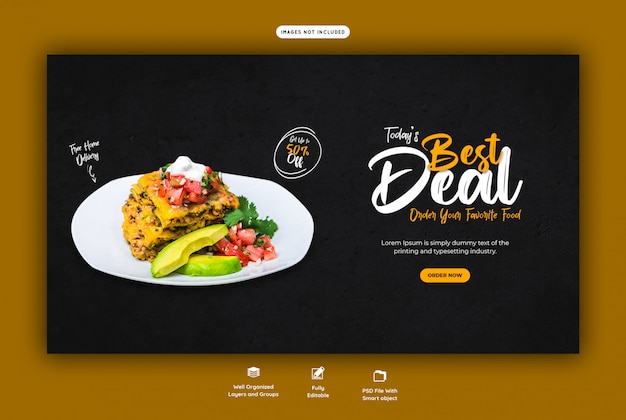 Menu di vendita di cibo per modello di banner web