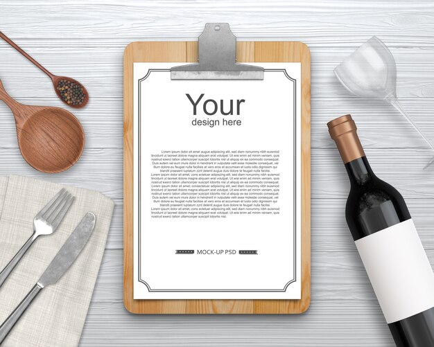 Menu do restaurante Mockup