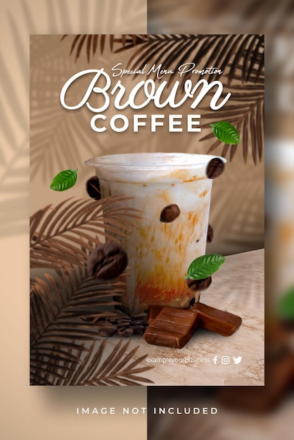 Menu doce especial da série de café de açúcar mascavo para modelo de banner de exibição de panfleto de cartaz de promoção