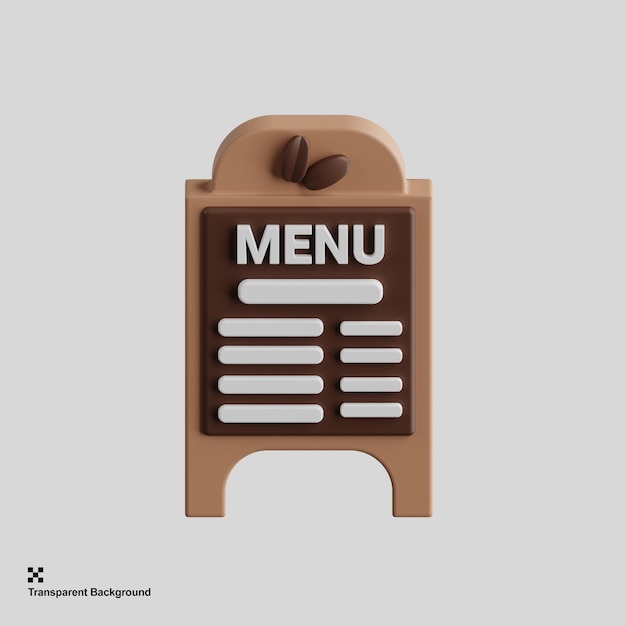 PSD menu du restaurant de café 3d