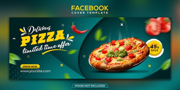 PSD menu du restaurant médias sociaux bannière de couverture facebook délicieuse pizza premium psd