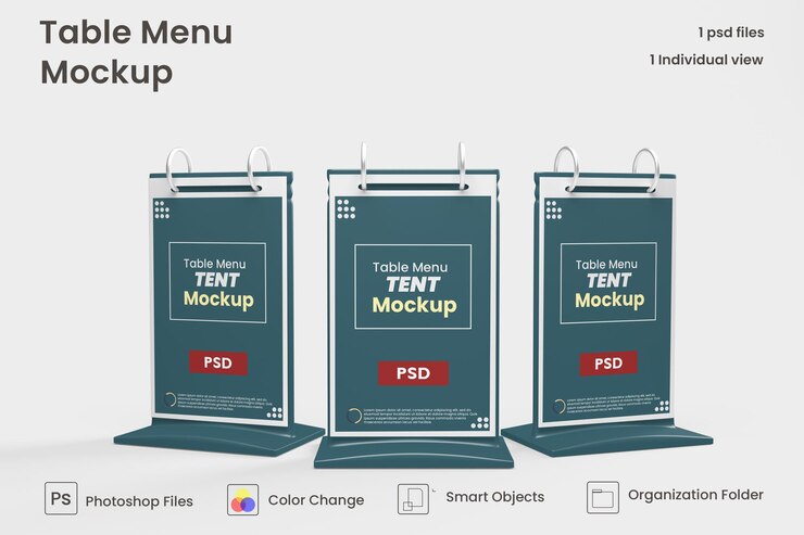 PSD menu e modello di tenda da tavolo premium psd