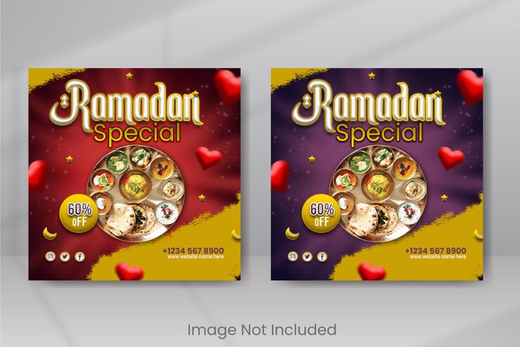 PSD el menú especial de comida de ramadán kareem en las redes sociales