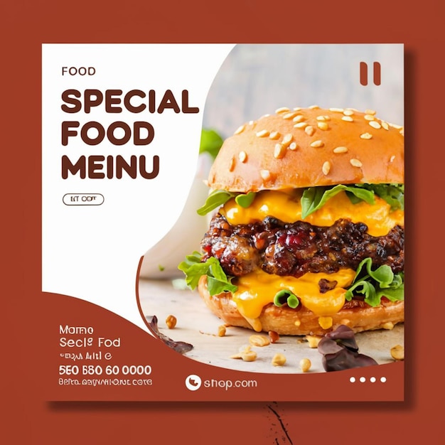 PSD menú especial de comida restaurante hamburguesa de comida rápida redes sociales plantilla de publicación de instagram