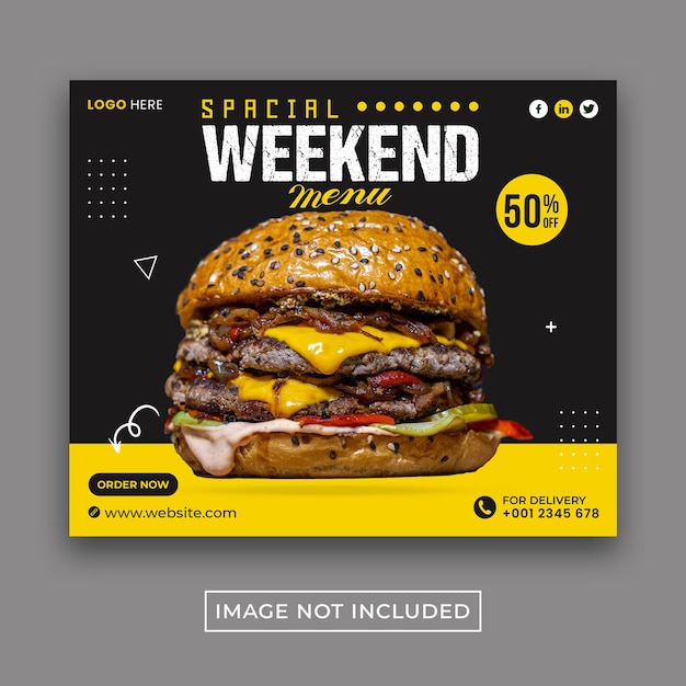 Menú especial de fin de semana hamburguesa redes sociales y diseño de publicaciones de instagram