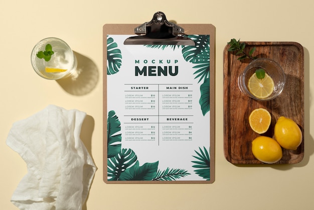 Menu estivo creativo con ingredienti