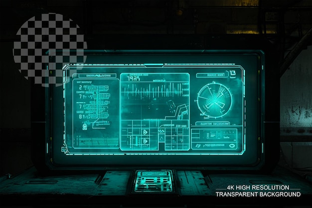 Menu holográfico 2d de fallout em fundo transparente