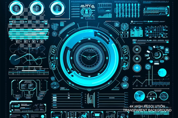 PSD menu holographique 2d du désert de fallout sur un fond transparent