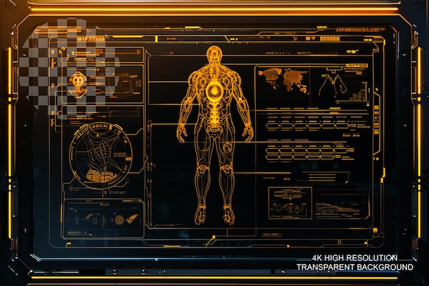 PSD menu holographique 2d du désert de fallout sur un fond transparent