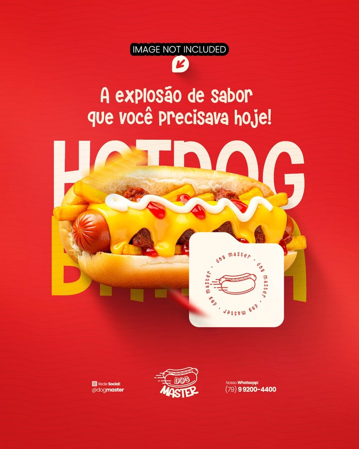 Menu Hot Dog Snack Promozione Hot Dog Burger Shop Snack Bar Social Media Editabile PSD Cachorro