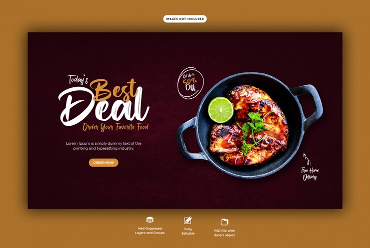 PSD menu makanan untuk templat banner web