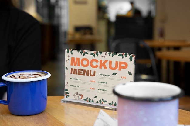 Menu mock-up at cafeteria