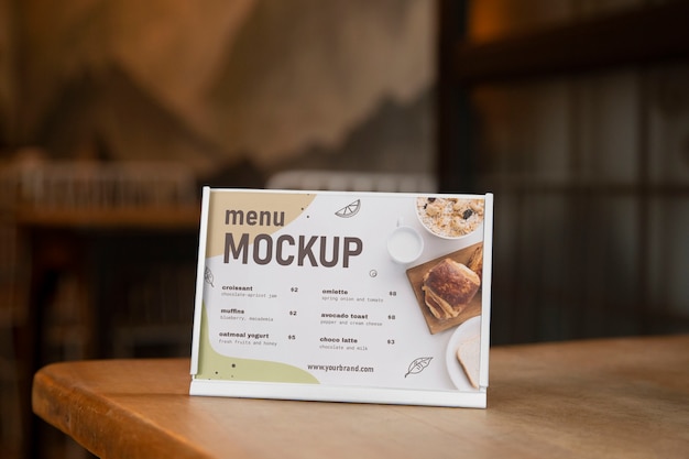 Menu mock-up at cafeteria