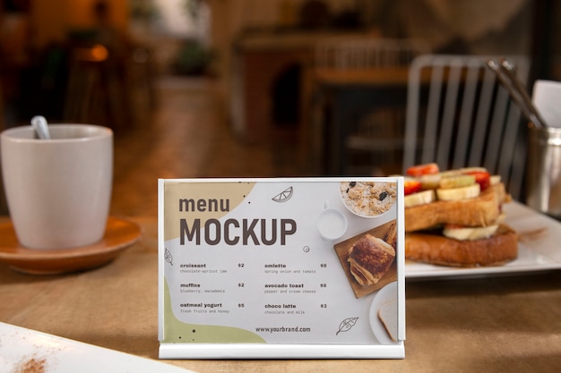 Menu mock-up at cafeteria
