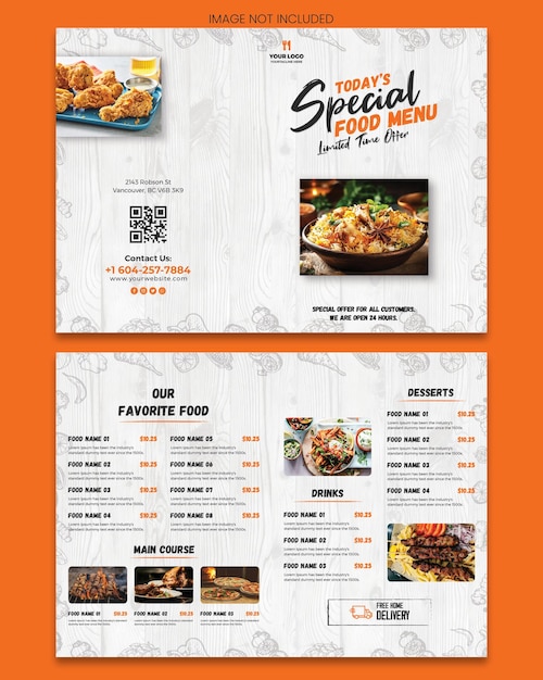 Menu moderno di un ristorante per hamburger