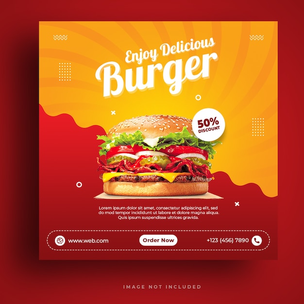 Menu De Nourriture Et Modèle De Bannière De Médias Sociaux Restaurant Burger