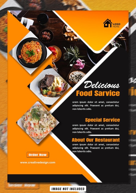 PSD menu de nourriture et modèle de brochure pliante de restaurant psd gratuite