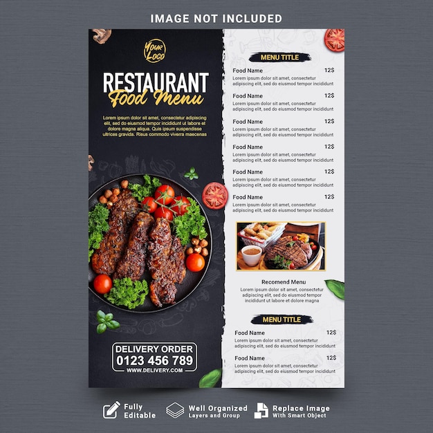 PSD menu de nourriture de restaurant flyer psd gratuit