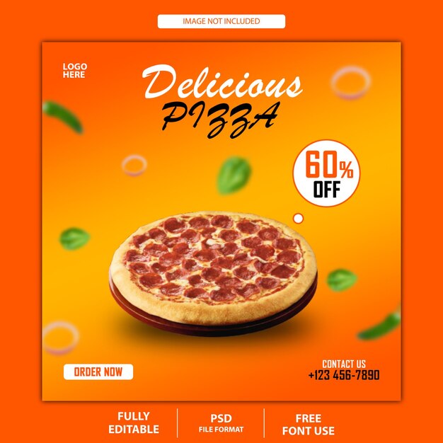 Menú de pizza y comida publicación en redes sociales y banner