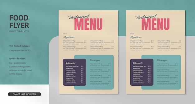 un menu pour le menu du restaurant est affiché sur un fond vert