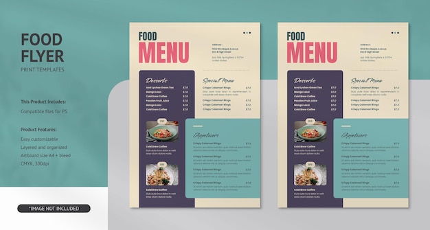 un menu pour un restaurant appelé menu alimentaire