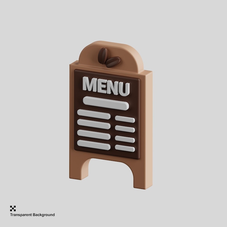 PSD menú de restaurante de café 3d
