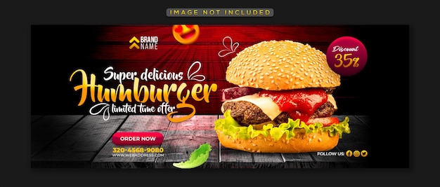 PSD menú de restaurante y diseño de portada de facebook promocional de redes sociales de comida rápida psd premium
