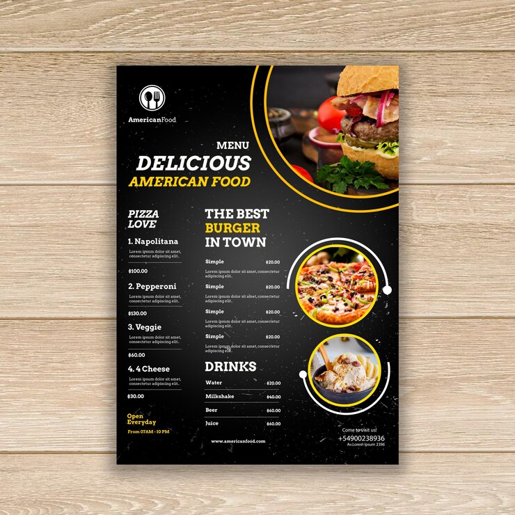 PSD un menú para un restaurante llamado mejor pizza