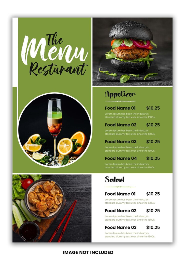 PSD menú de restaurante moderno para hamburguesas.