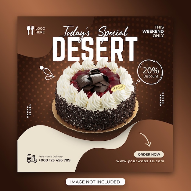 Menú de restaurante y promoción de redes sociales del desierto y plantilla de diseño de publicación de instagram psd gratuito