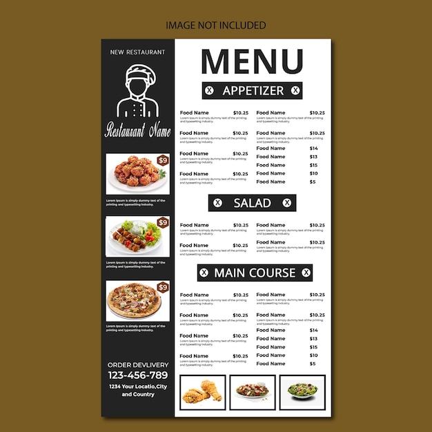 Menu de restauration et affiche de menu Design des médias sociaux