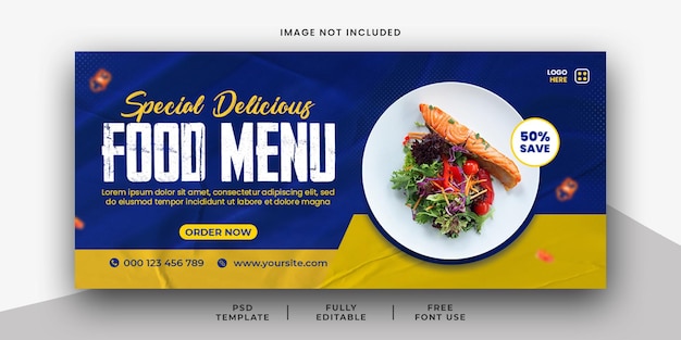 Menu speciale di cibo delizioso Modello di banner di copertina di Facebook per i social media