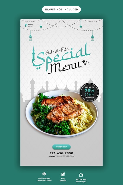 Menù speciale eid ul fitr menu instagram story Psd