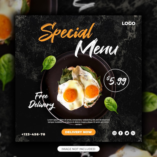 Menu speciale social media instagram post banner template