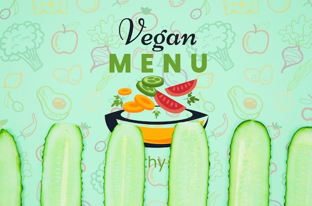 Menu vegano con cetriolo biologico