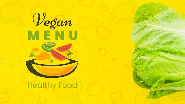 PSD menú vegano con ensalada saludable