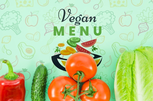 PSD menu végétalien avec des légumes frais