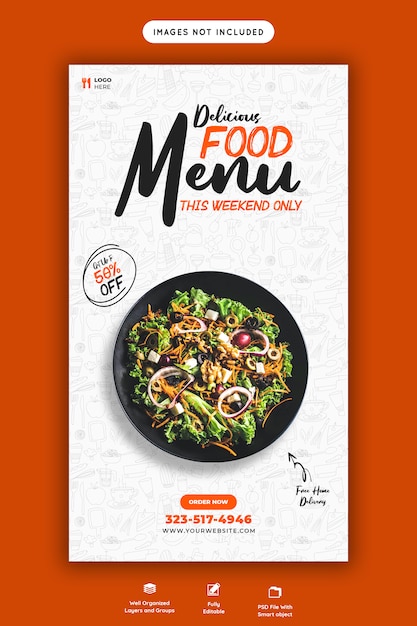 Menú de ventas de comida deliciosa Plantilla de historia de Instagram y Facebook