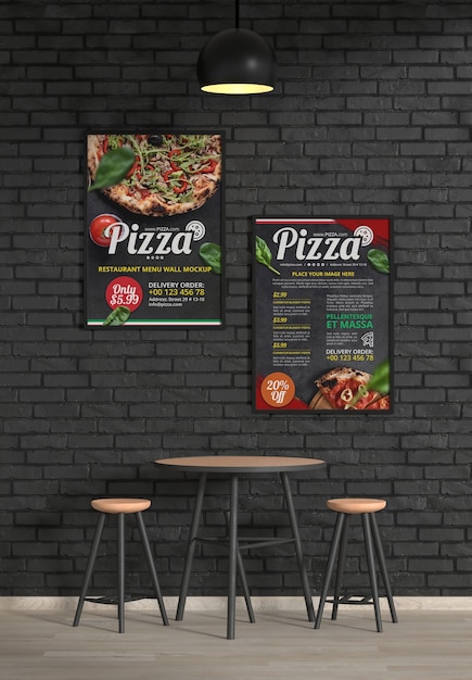 Menü im Restaurantwandmodell