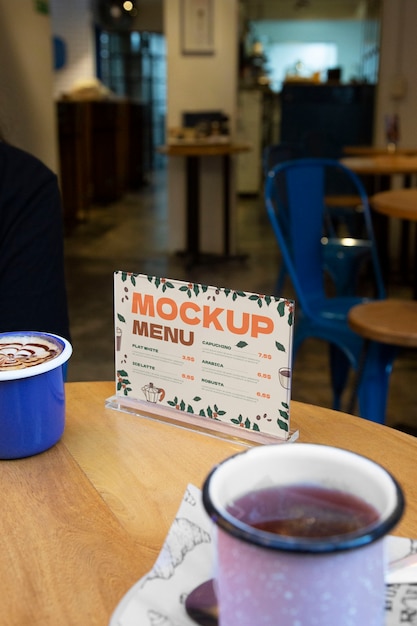 Menü-Mockup in einer Cafeteria mit Kopierplatz