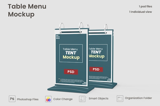 Menü- und tischzeltmodell premium psd