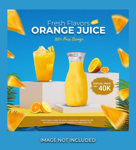 Menüvorlage für Orangensaftgetränke für Social-Media-Banner