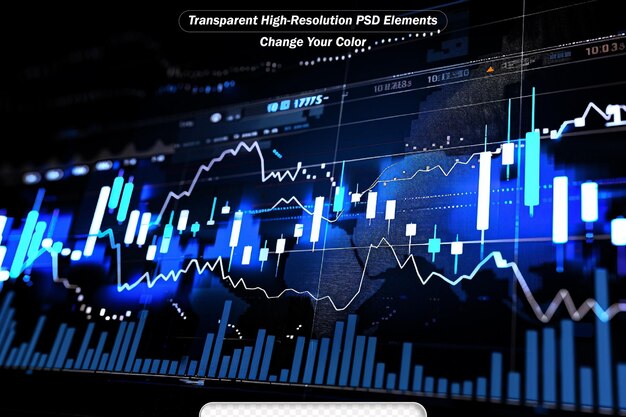 PSD mercado de ações ou gráfico de negociação de divisas em conceito futurista