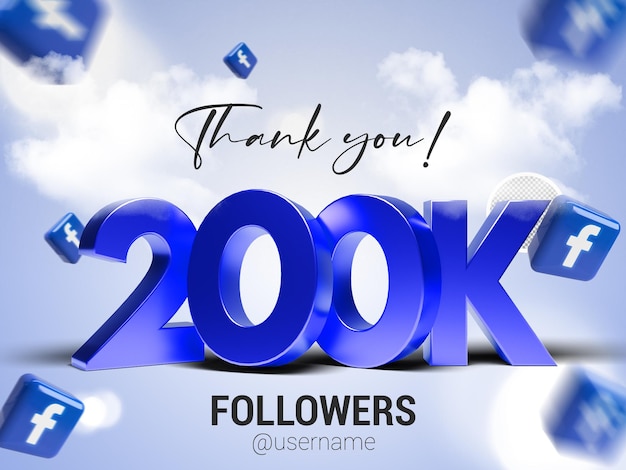 Merci 200k Followers Sur Facebook Psd