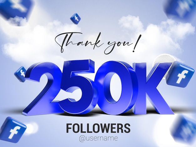 PSD merci 250k followers sur facebook psd