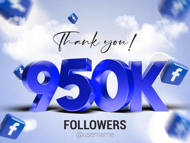 PSD merci 950k followers sur facebook psd