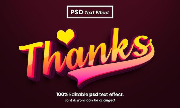 PSD merci effet de texte 3d effet de texte psd premium modifiable