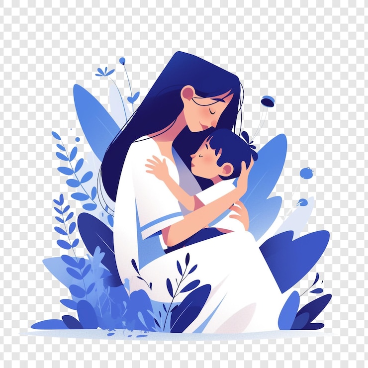 PSD la mère et l'enfant s'embrassent